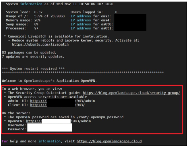 URL , Username , Password สำหรับเข้าหน้า OpenVPN