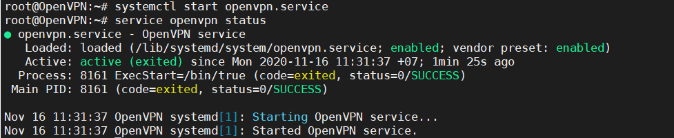 Service Openvpn มีสถานะ Active