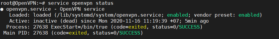 Service OpenVPN มีสถานะ Inactive