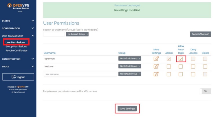 Auto-login หลังจากนั้นกด “Save Settings”